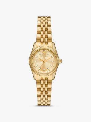 petite lexington pavé gold-tone watch